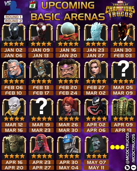 mcoc upcoming arenas.